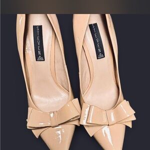 Steve Madden  Patent Nude Bow Pointed-Toe Pumps